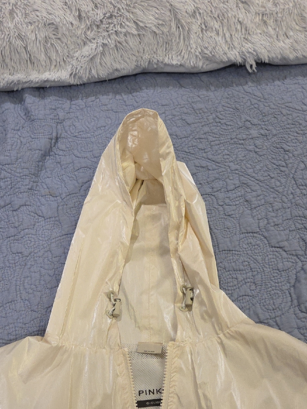 Pinko Siberiano Fringe windbreaker jacket in off-white Size M! - Picture 13 of 16